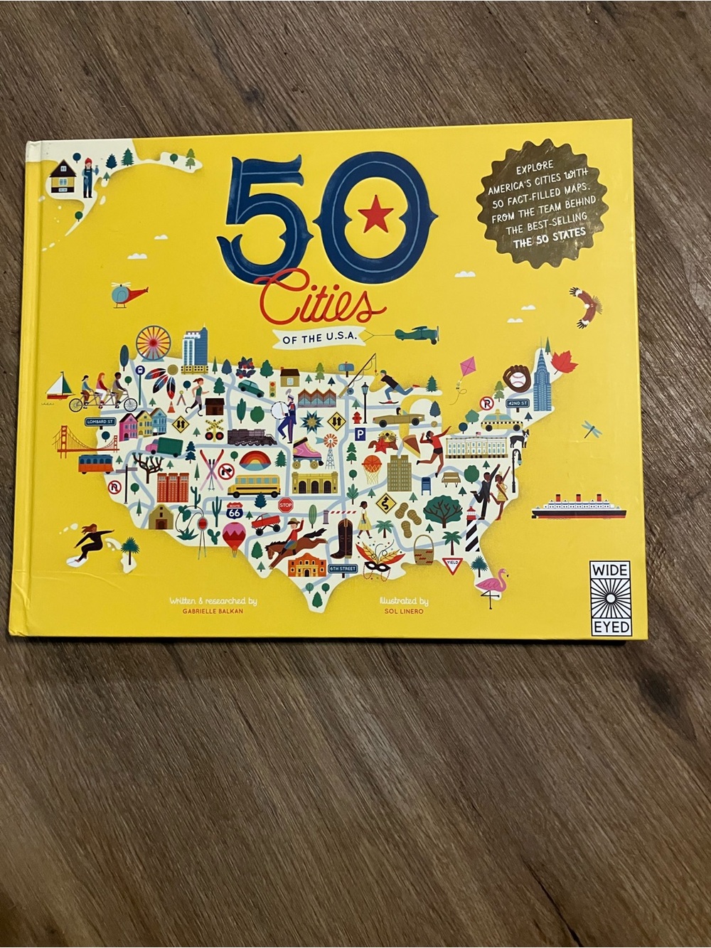 50 Cities of the U.S.A. Kids Book - Bright Yellow Cover